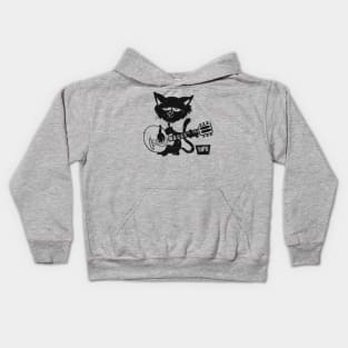 Black Cat Playing Guitar Kids Hoodie